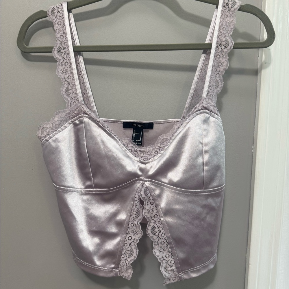 Light Purple Lace and Satin Going Out Tank - Forever 21
